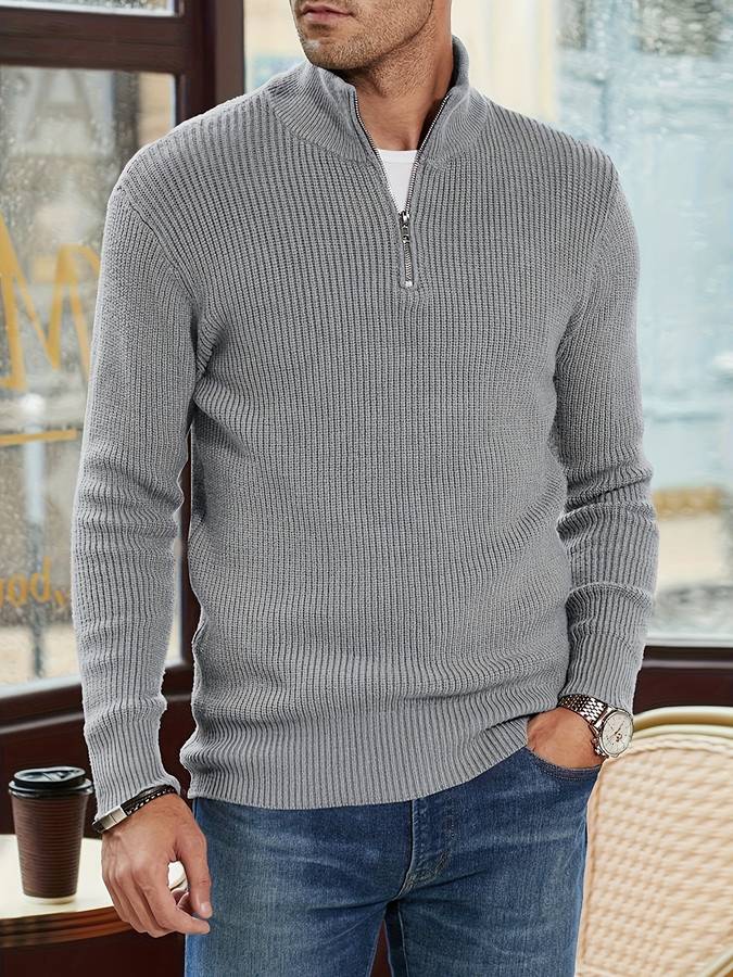 Michel - Pull Élégant Col Montant Grosse Maille