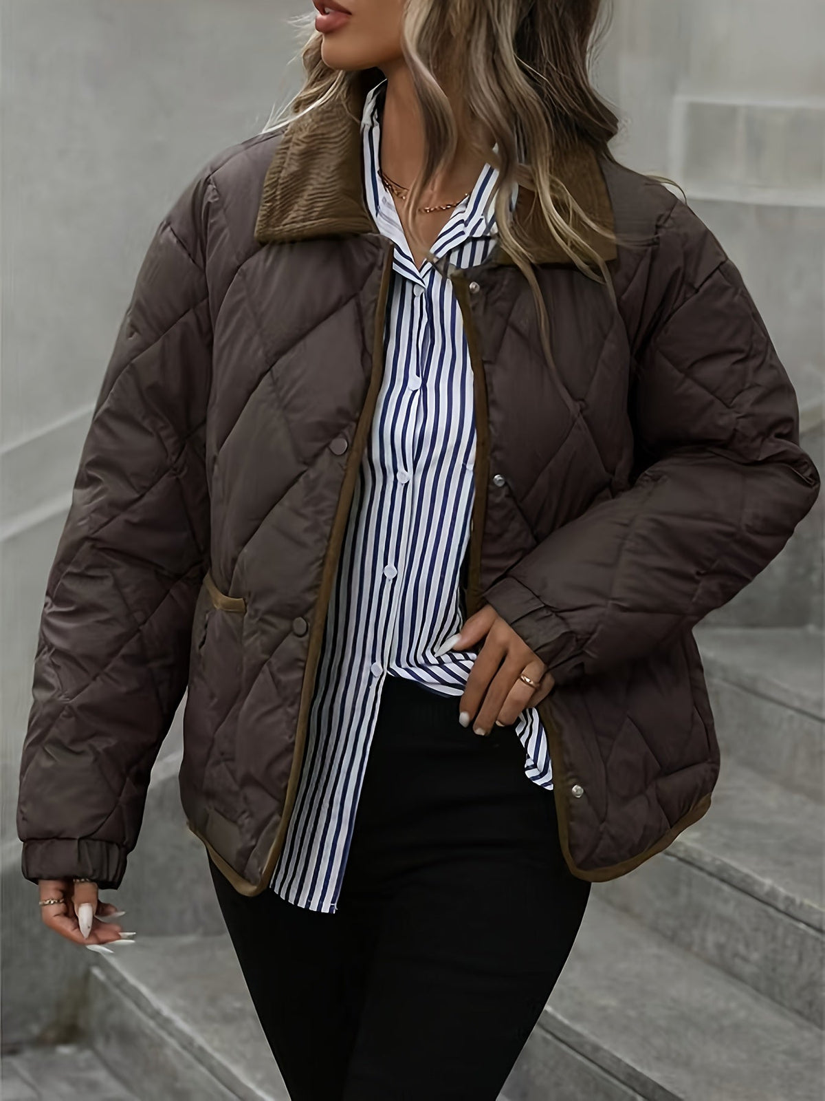 Nathalie - Doudoune Chic Matelassée Col Montant