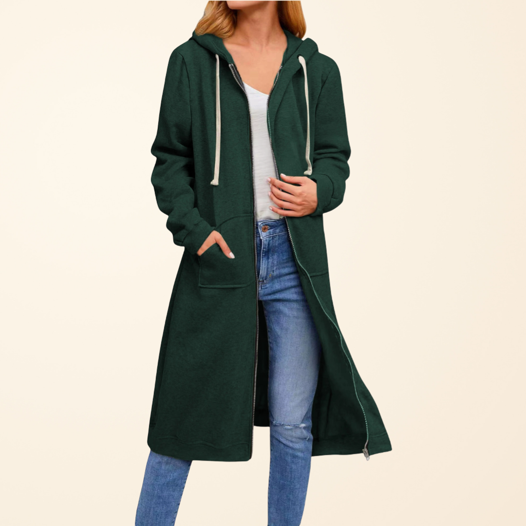 Camille - Cardigan Élégant Zippé Oversize à Capuche