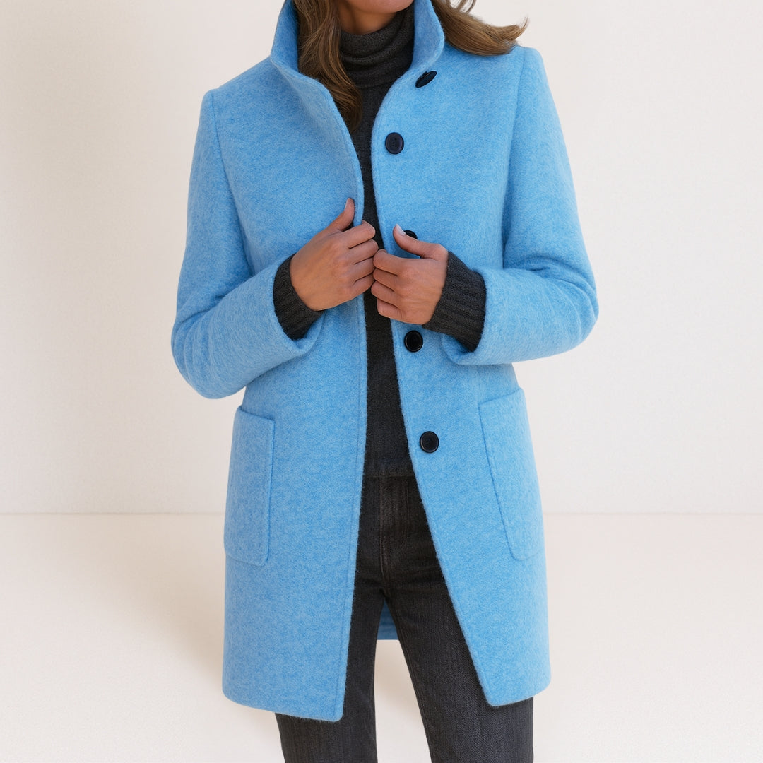 Estelle | Manteau Élégant Laine Col Montant