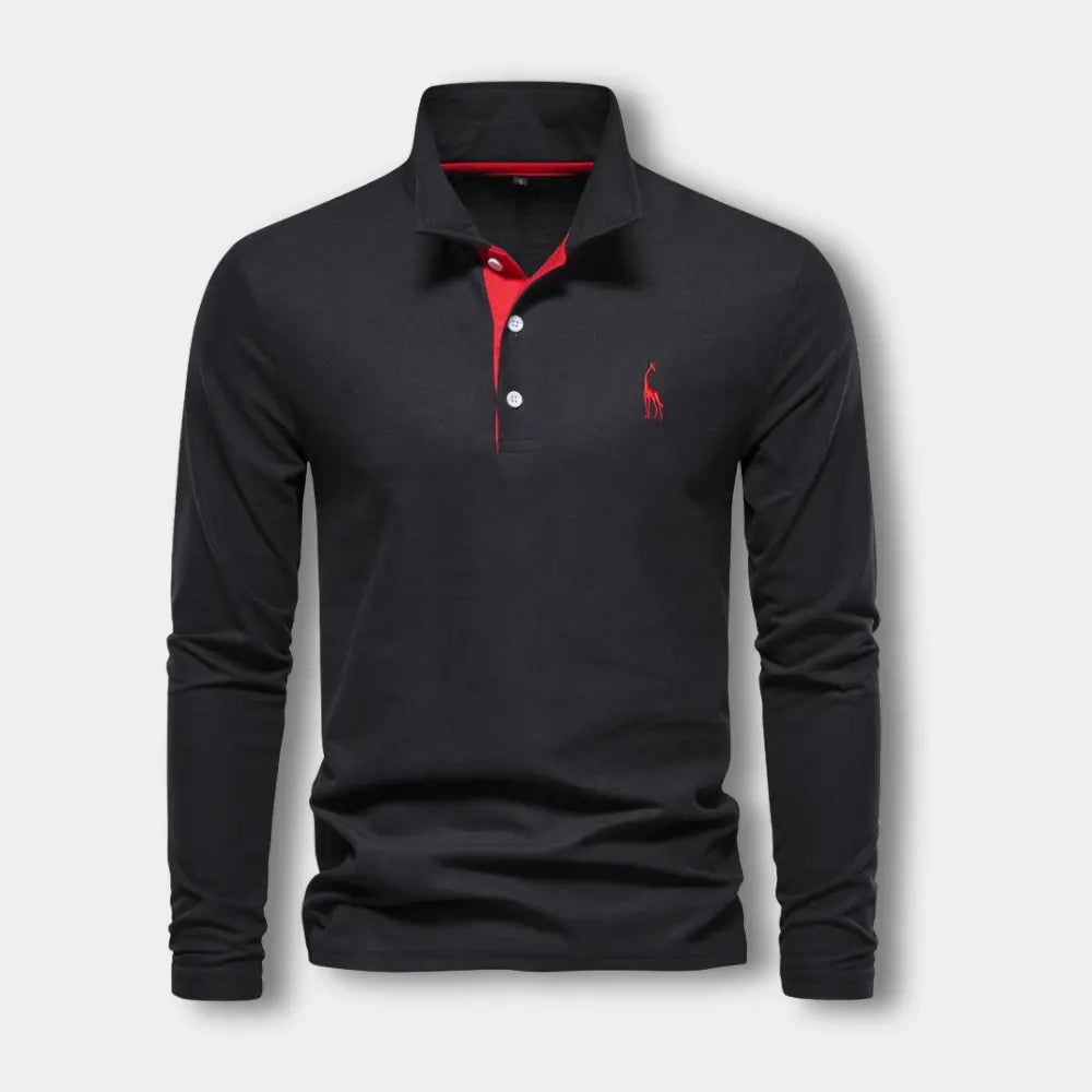 Laurent - Polo Homme Manches Longues Col Contrasté