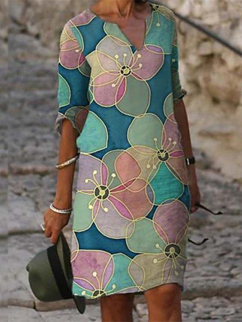 Julie - Robe Lin Fleurie Fluide