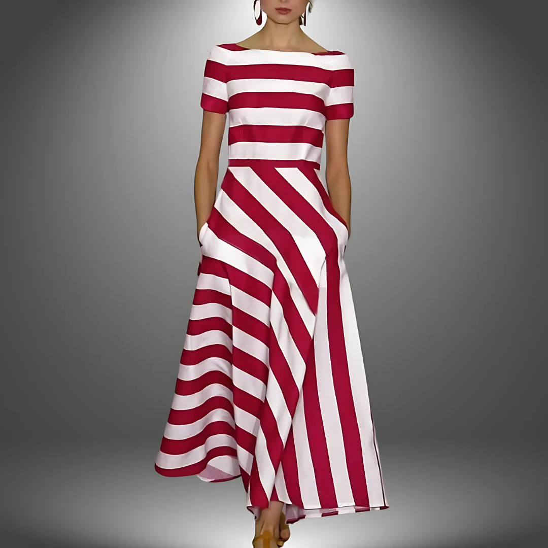 Nadia - Robe Longue Rayée d'Été Élégante Femme
