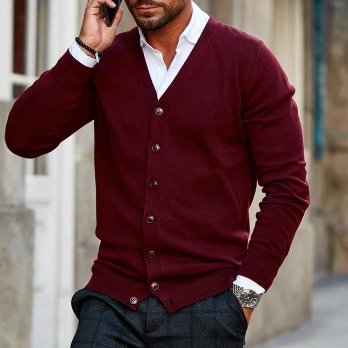 Cédric | Cardigan Classique Boutonné Col V