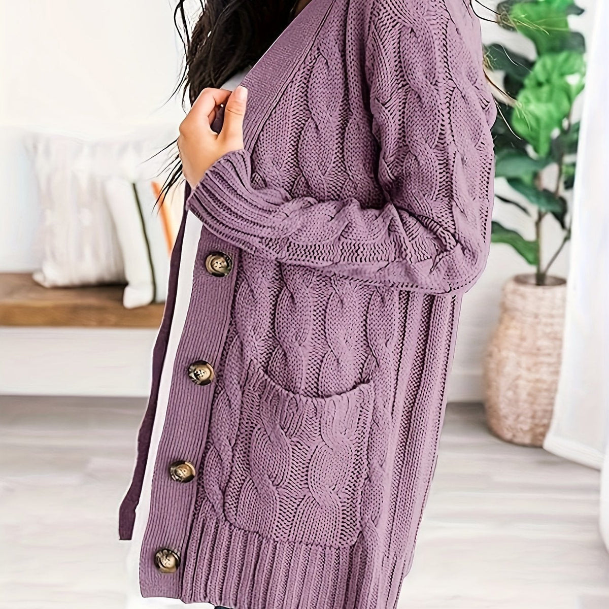 Aurélie - Cardigan Élégant Torsadé Maille Épaisse