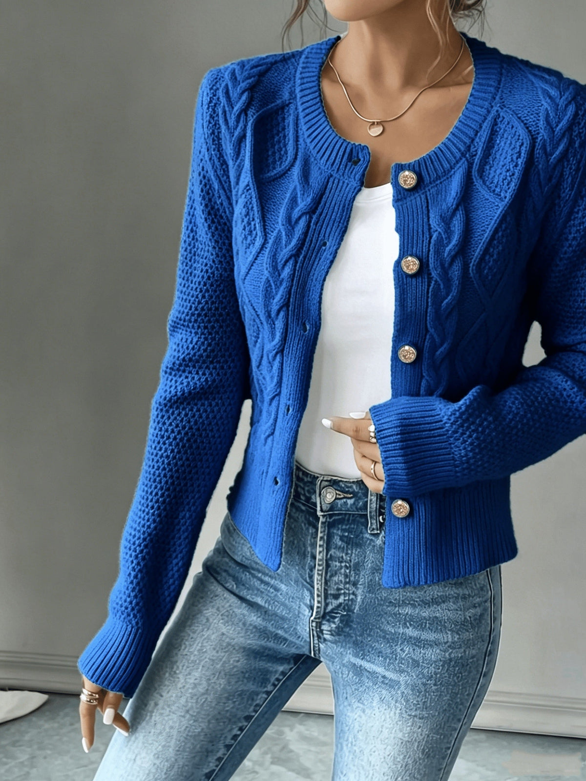 Christine - Cardigan Élégant Torsadé Boutonné