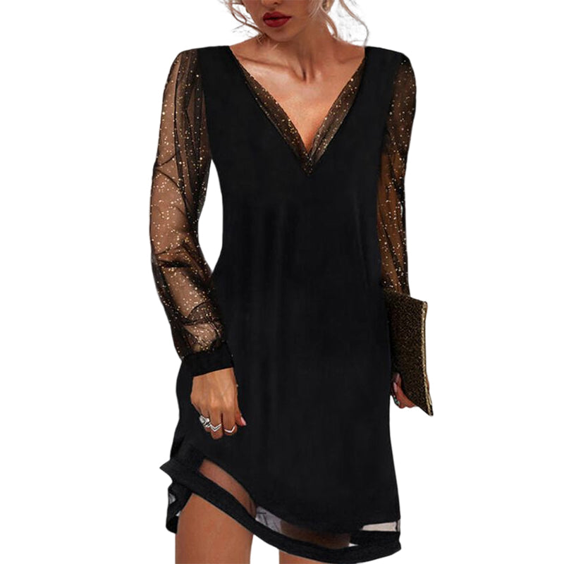 Élodie - Robe De Soirée Élégante Manches Paillettes Femme