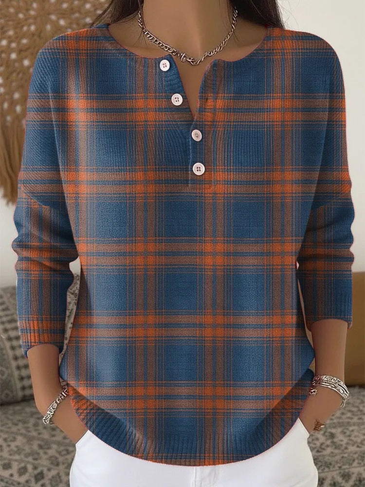Monique | Pull Chic Carreaux Vintage