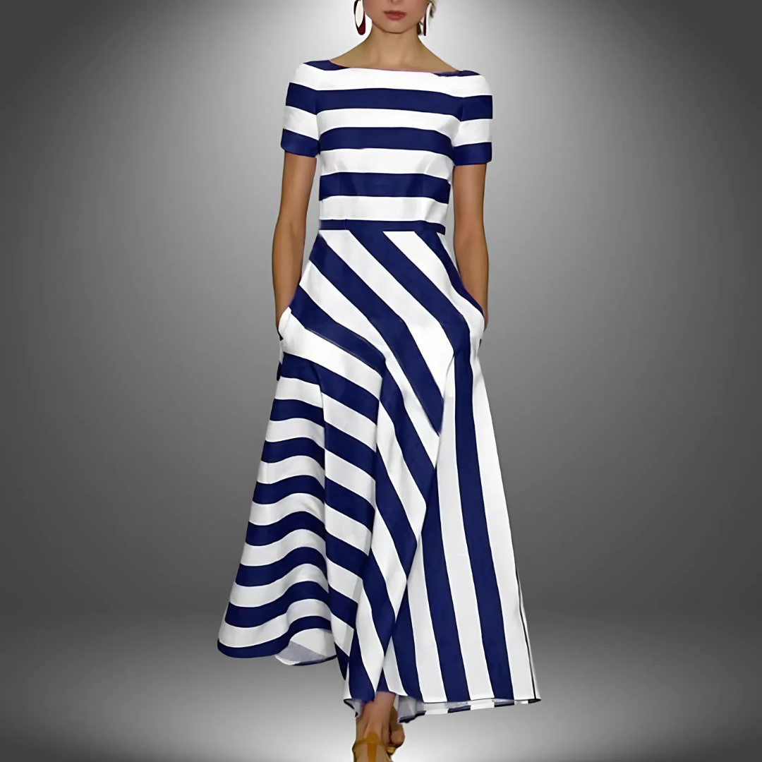 Nadia - Robe Longue Rayée d'Été Élégante Femme