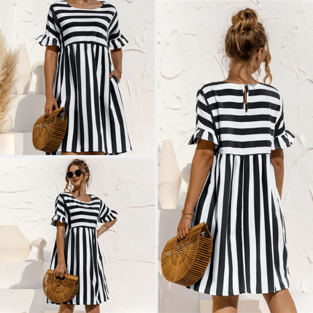 Stéphanie - Robe Rayée Chic