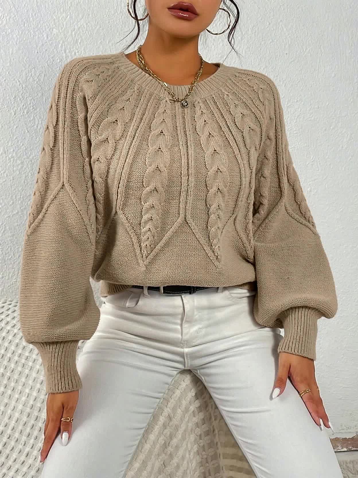 Nathalie - Pull Élégant Torsadé Manches Bouffantes