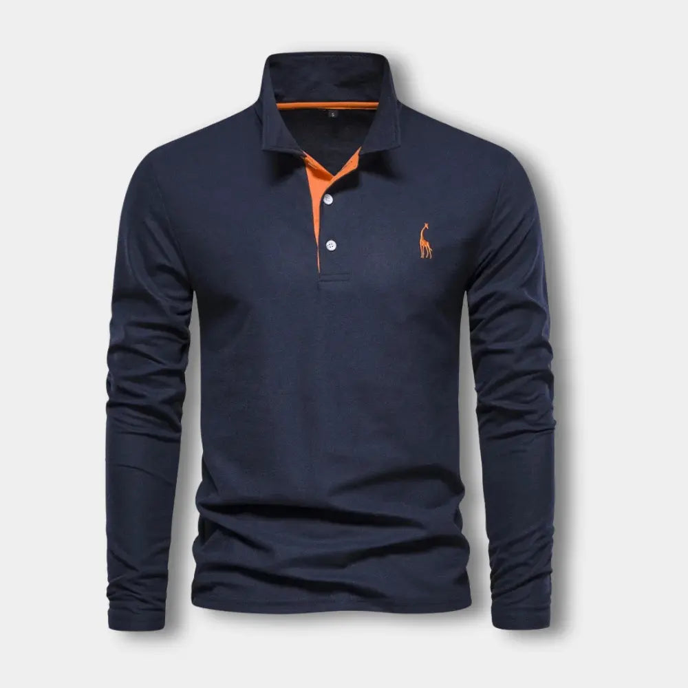 Laurent - Polo Homme Manches Longues Col Contrasté