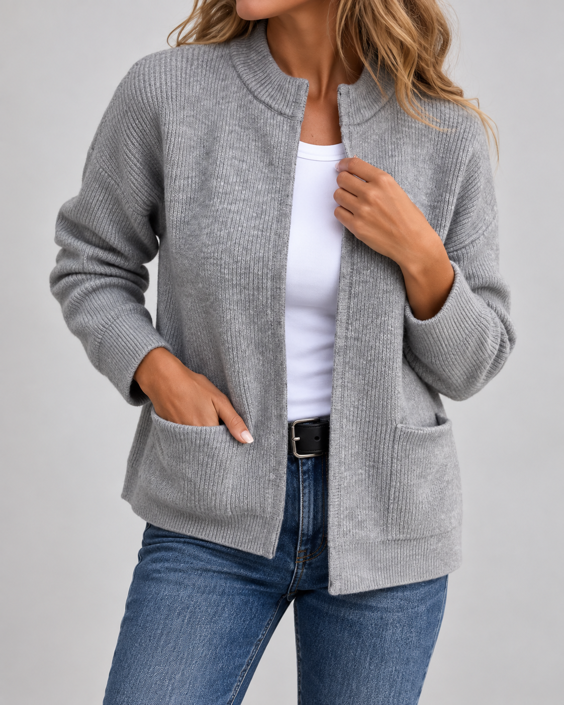 Isabelle - Cardigan Élégant Zippé à Poches
