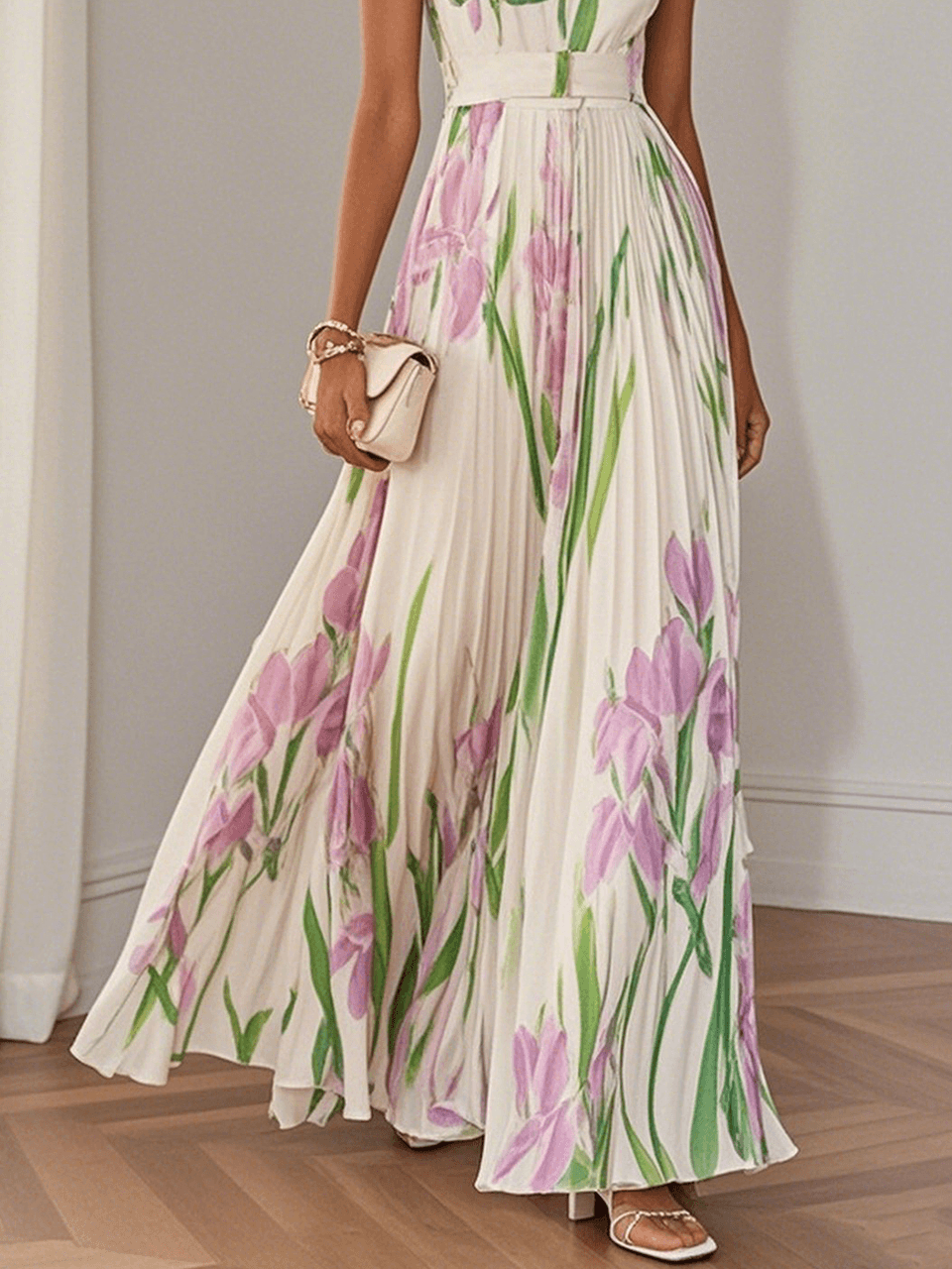Sandrine - Robe Longue Femme Fleurie Élégante
