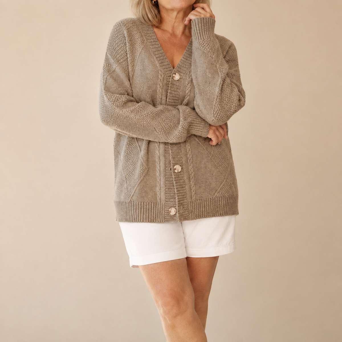 Marguerite - Cardigan Élégant Court Maille Douce