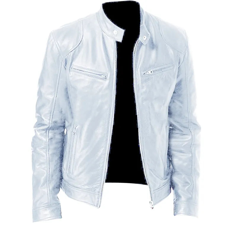 Thomas - Veste Élégante Cuir Col Officier