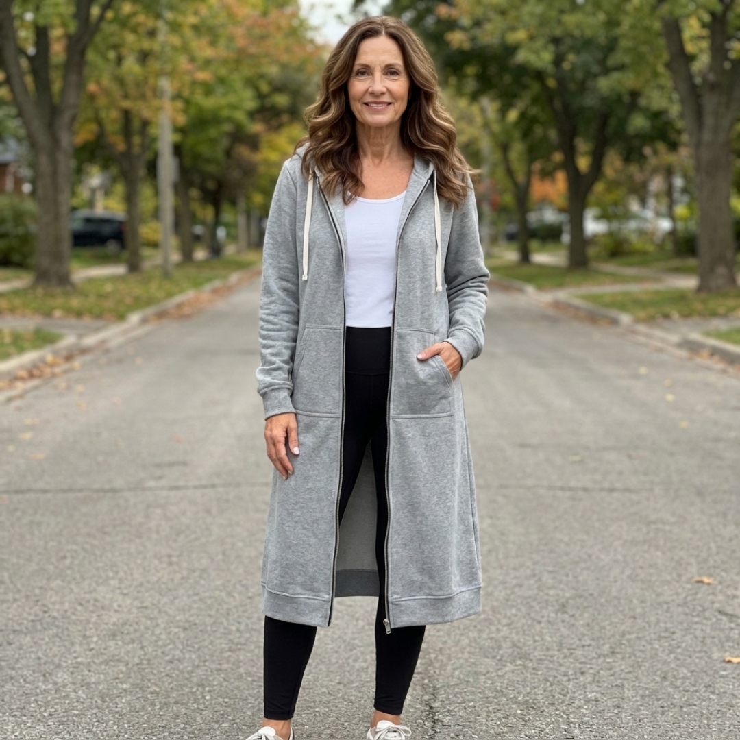 Camille - Cardigan Élégant Zippé Oversize à Capuche