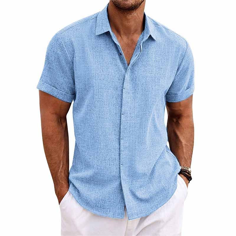 Jules - Chemise Homme en Lin Manches Courtes Style Été