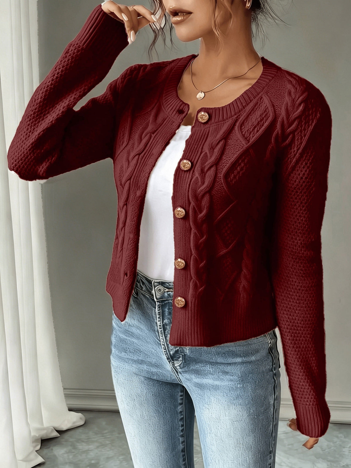 Christine - Cardigan Élégant Torsadé Boutonné