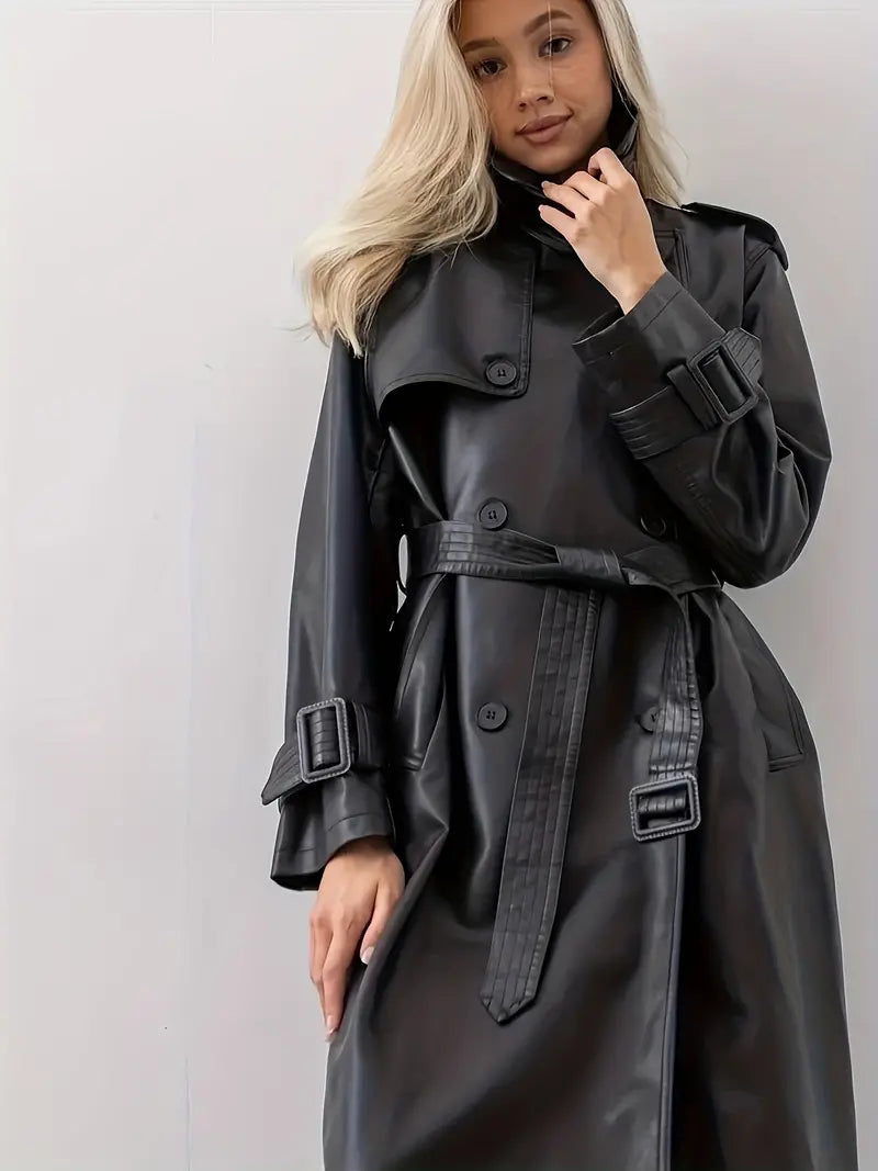 Marie | Trench Élégant Cuir Classique