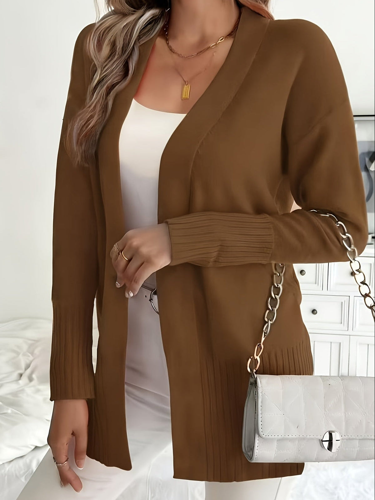 Catherine - Cardigan Élégant Long Fluide