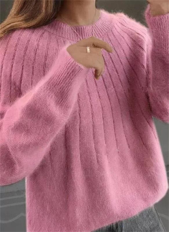 Nadine | Pull Élégant Maille Côtelée Col Rond