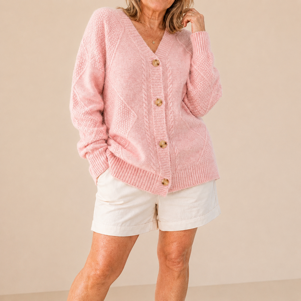 Marguerite - Cardigan Élégant Court Maille Douce