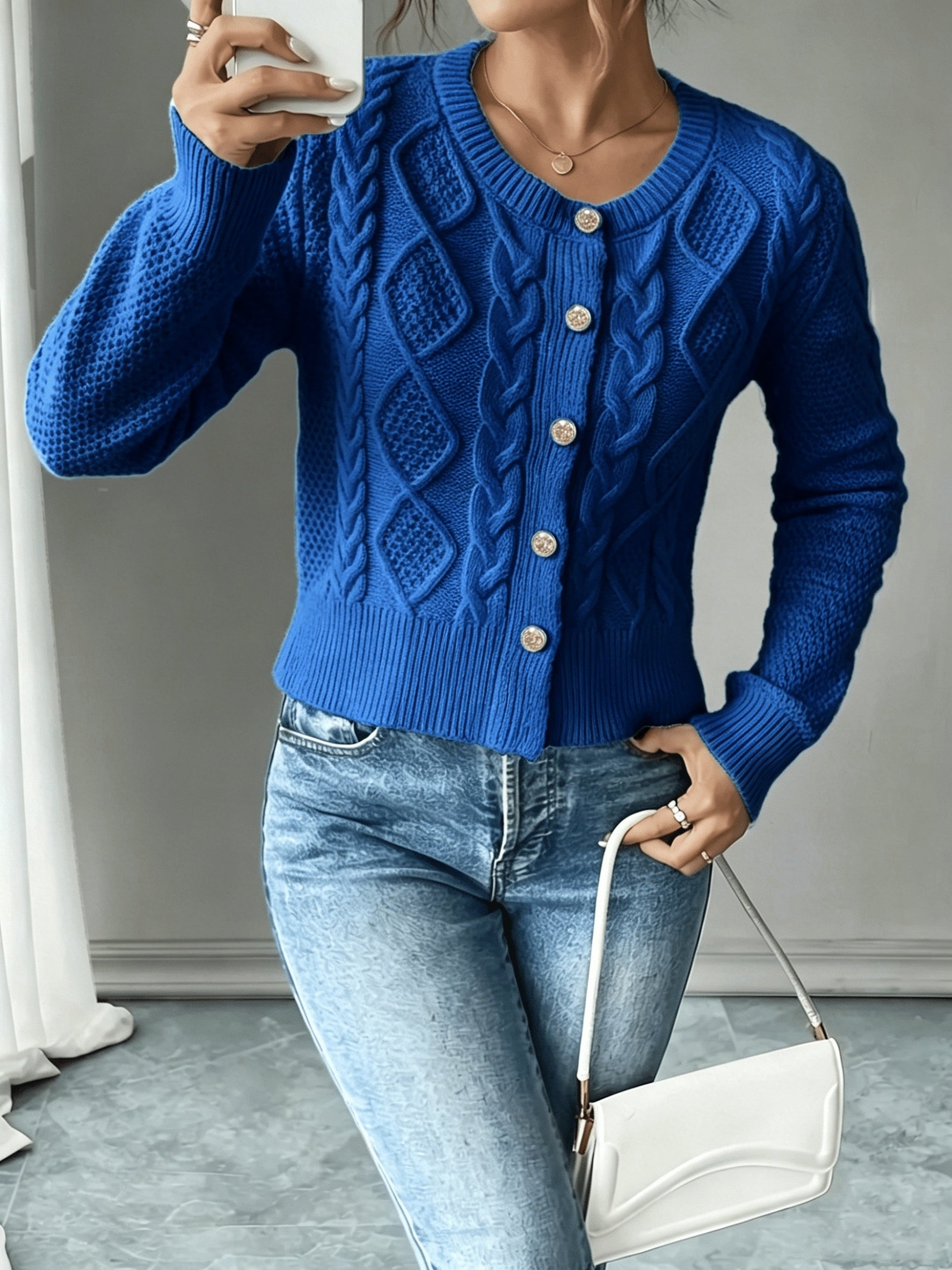Christine - Cardigan Élégant Torsadé Boutonné