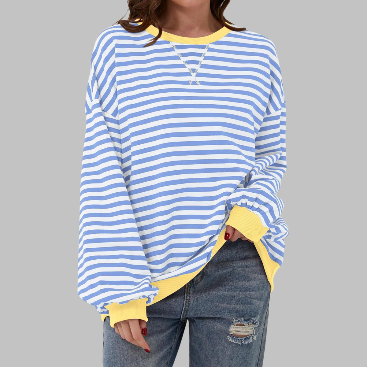 Julien - Sweatshirt Élégant Rayé Col Rond
