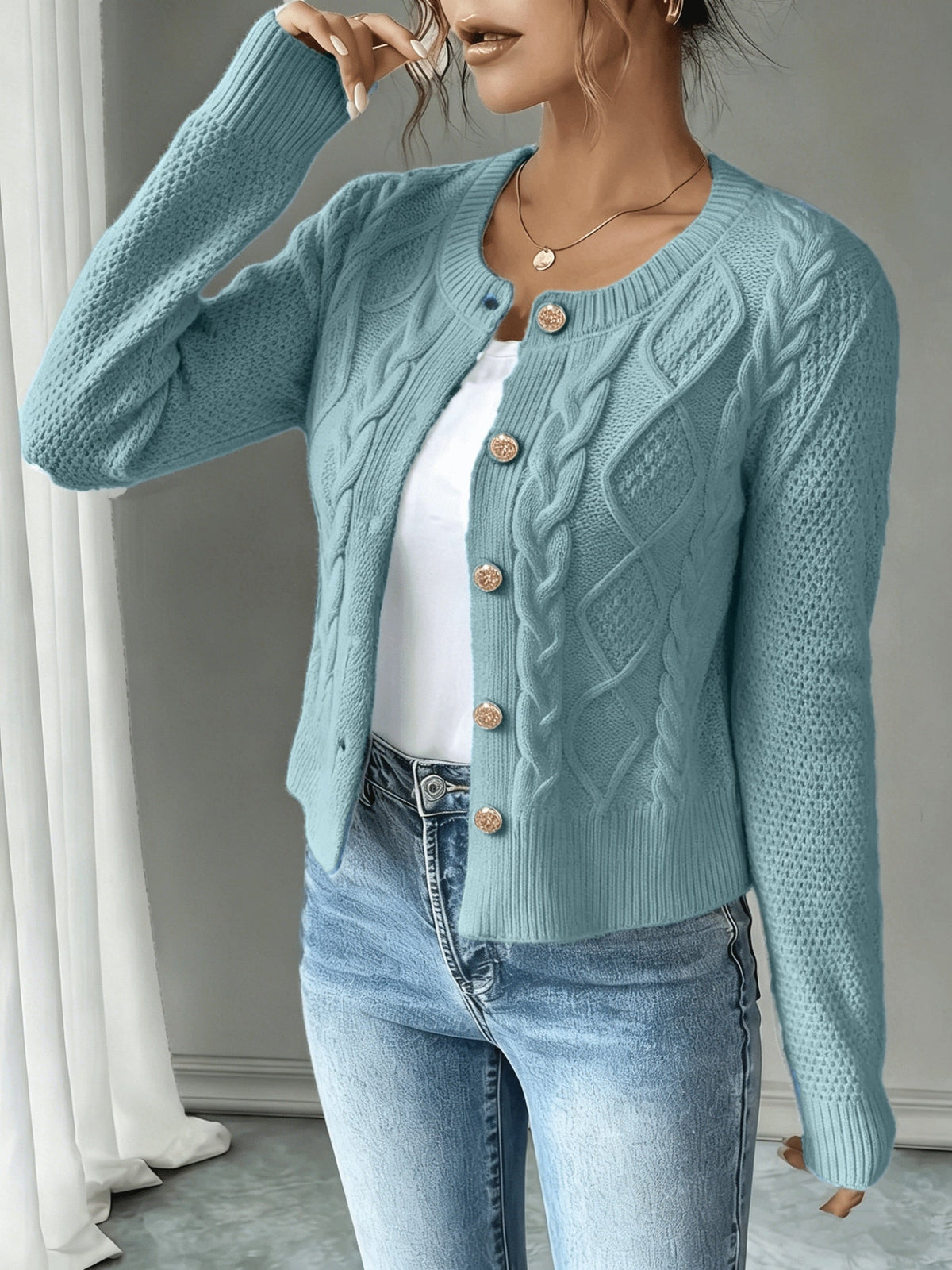 Christine - Cardigan Élégant Torsadé Boutonné
