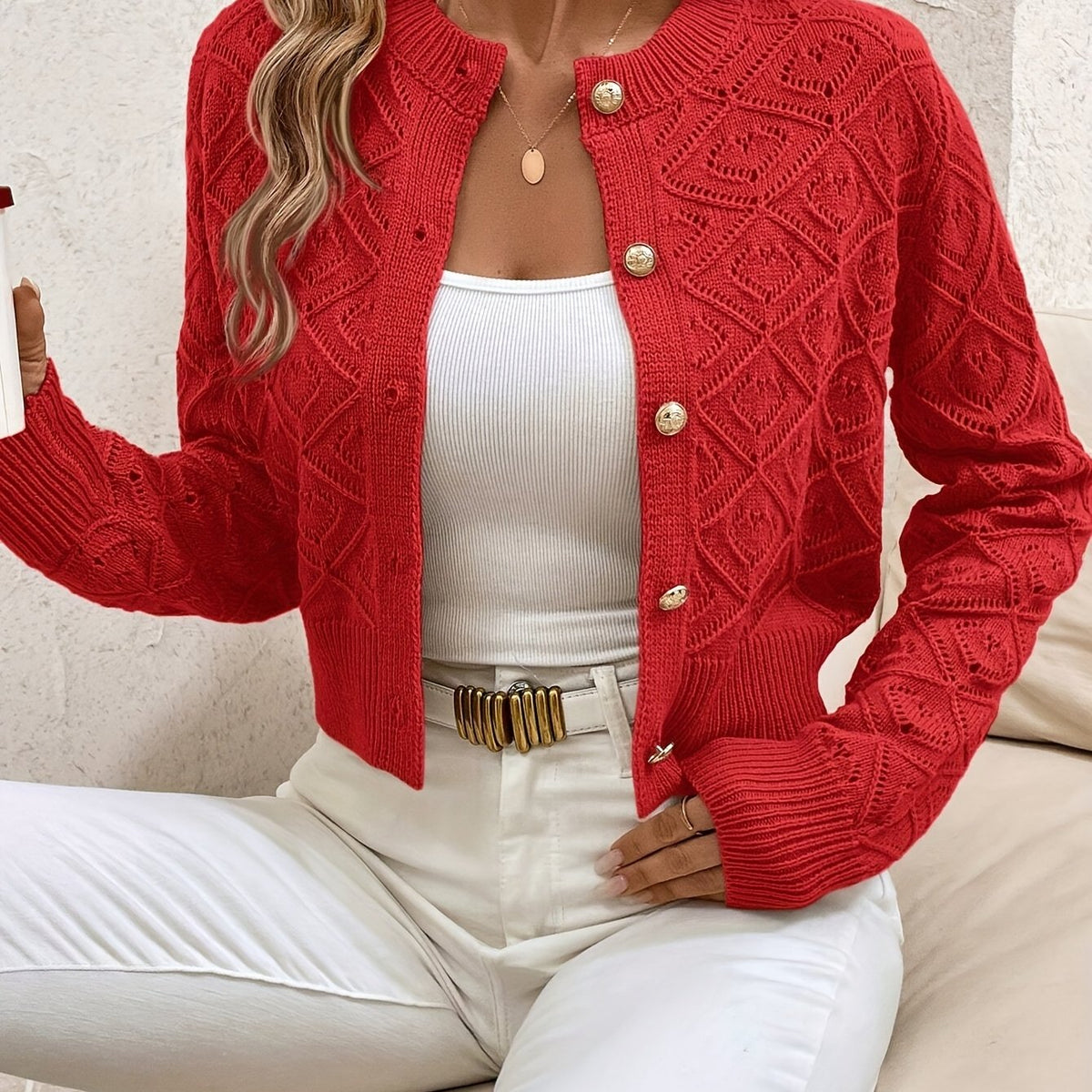 Isabelle - Cardigan Chic Ajouré Boutonné
