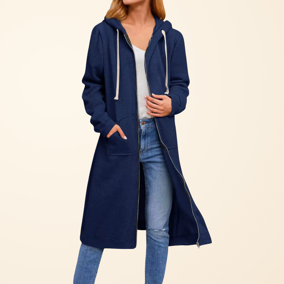 Camille - Cardigan Élégant Zippé Oversize à Capuche