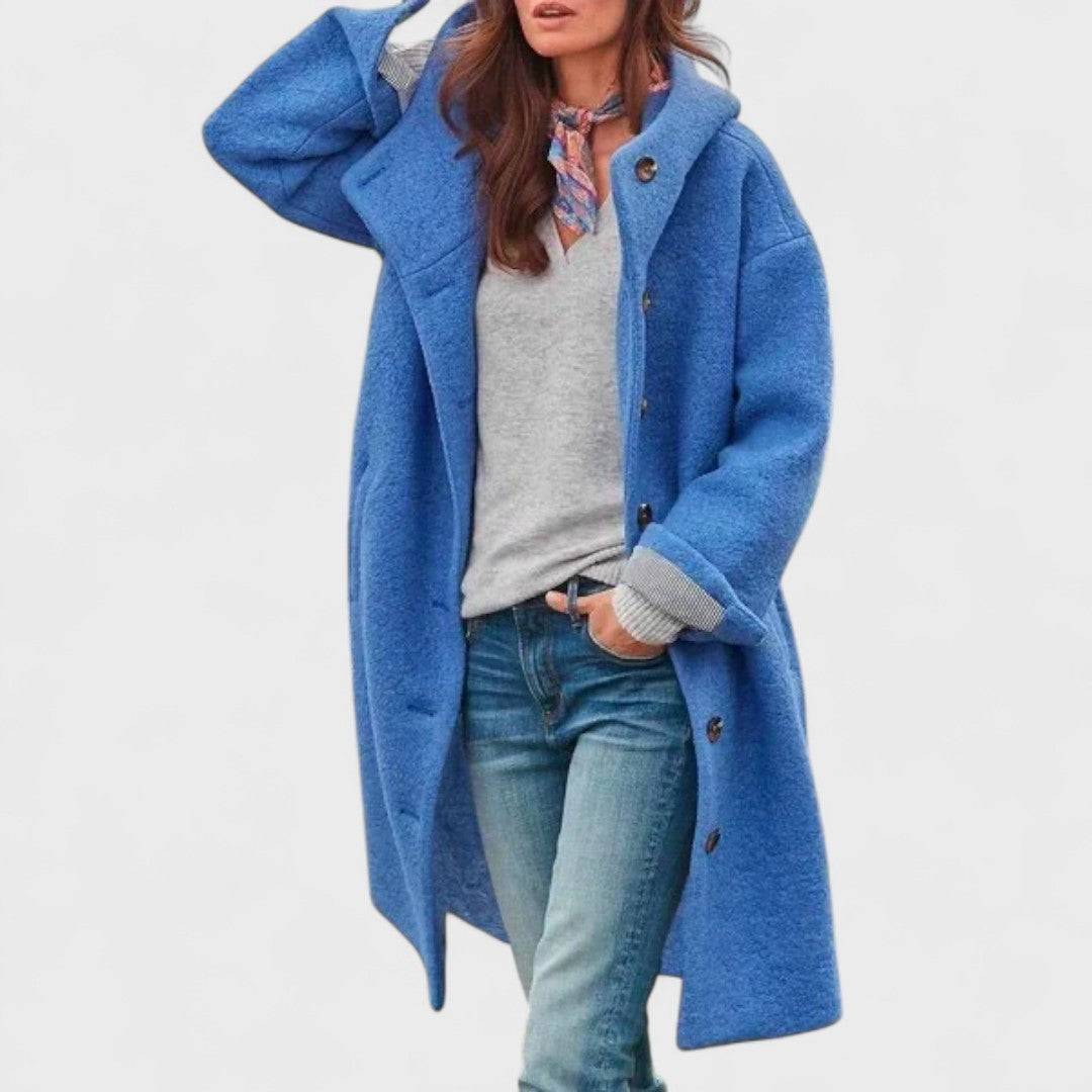 Hélène | Manteau Chic Mi-Long à Capuche