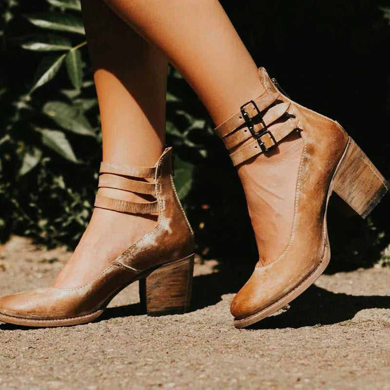 Michèle | Bottines Élégantes Cuir à Talon