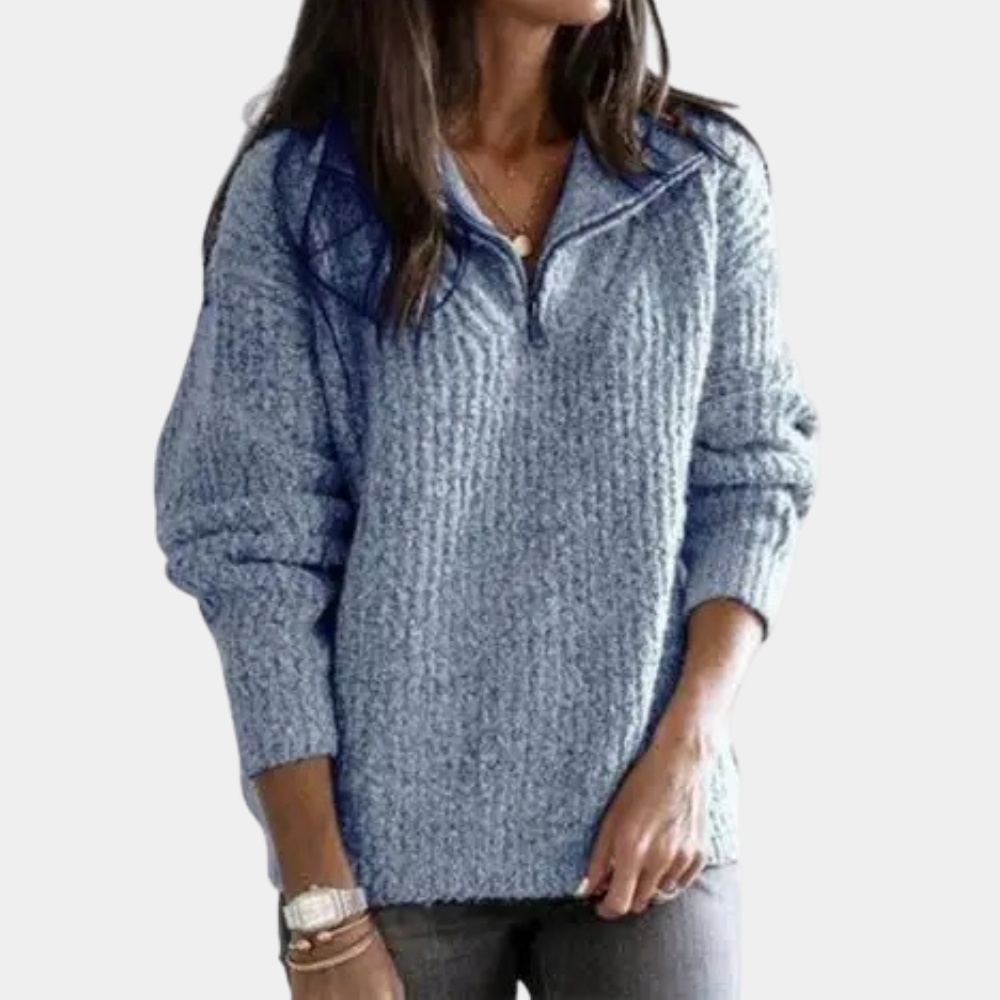 Céleste - Pull Femme Demi-Zip Chic - Confort Moderne