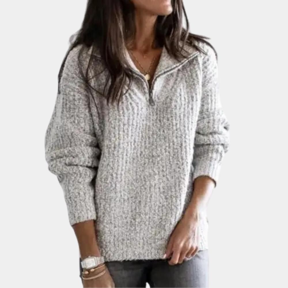 Céleste - Pull Femme Demi-Zip Chic - Confort Moderne