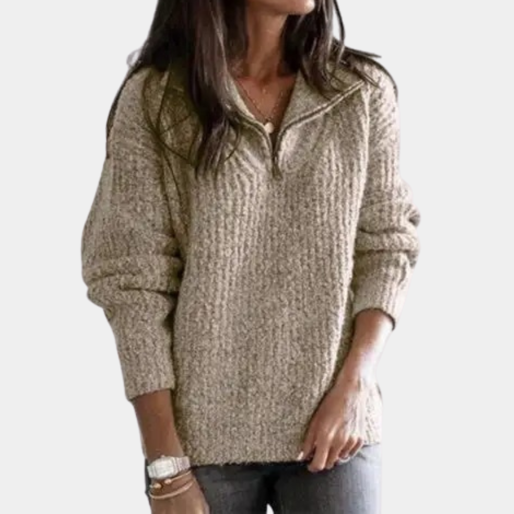 Céleste - Pull Femme Demi-Zip Chic - Confort Moderne