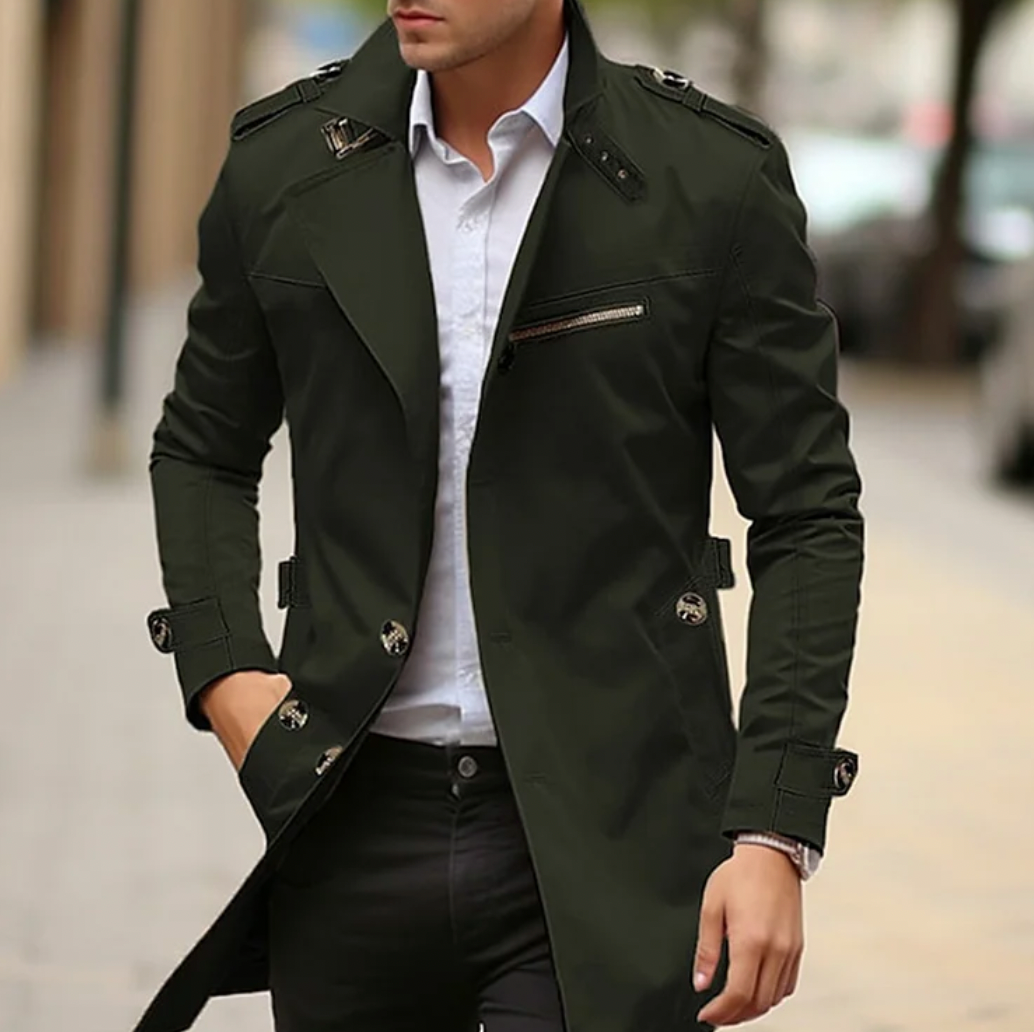Hervé | Trench Élégant Mi-Long Coupe Droite