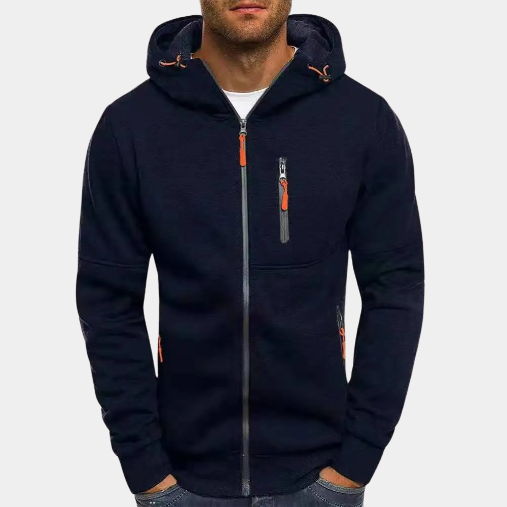 Léon - Pull Sweat Zippé Capuche Sportswear Confort Homme