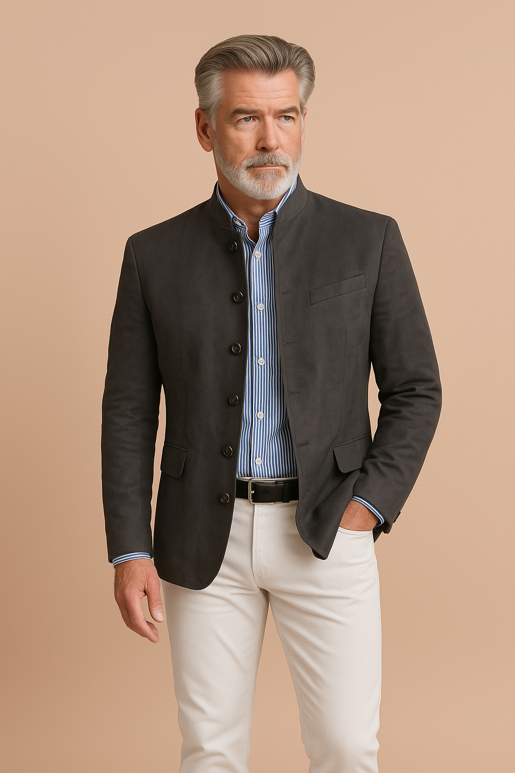 Julien - Blazer Élégant Ajusté Col Montant