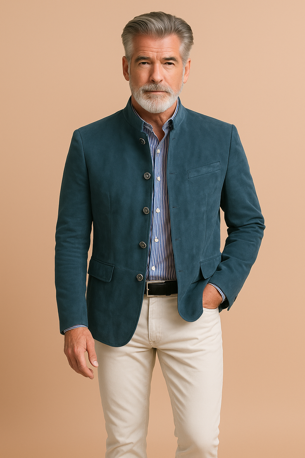 Julien - Blazer Élégant Ajusté Col Montant
