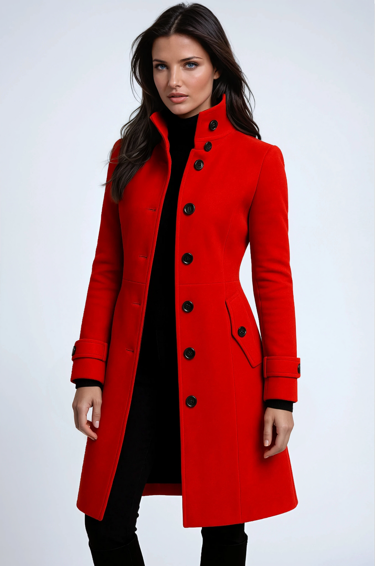 Priya | Manteau Élégant Long Col Montant