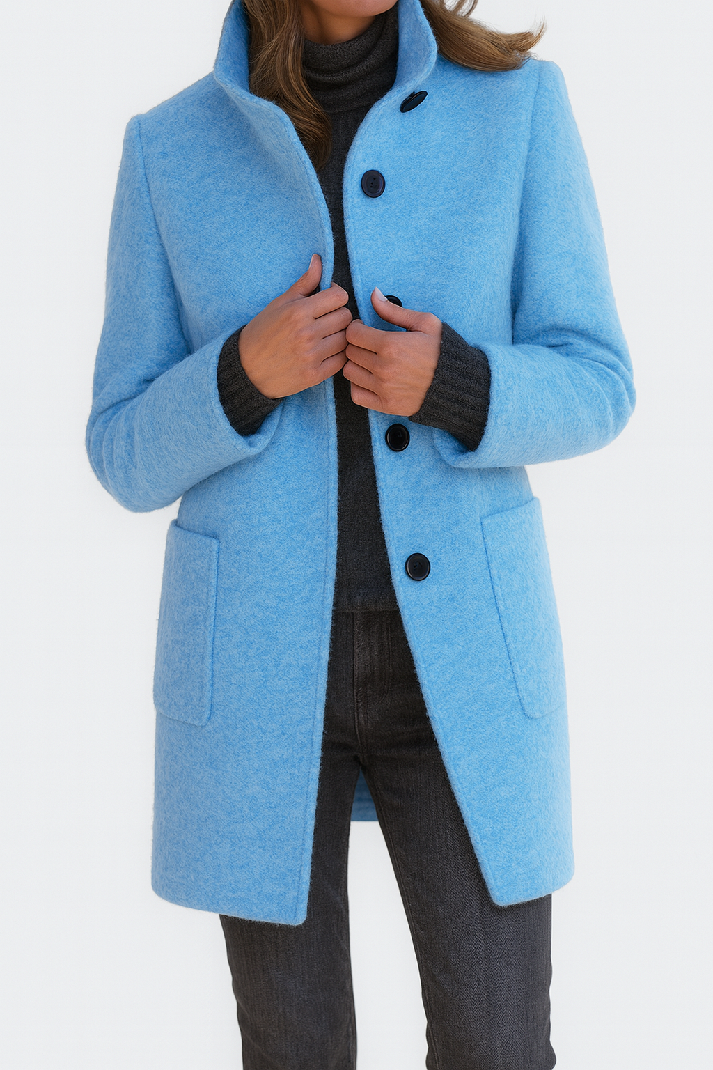 Virginie | Manteau Chic Col Montant Chaud