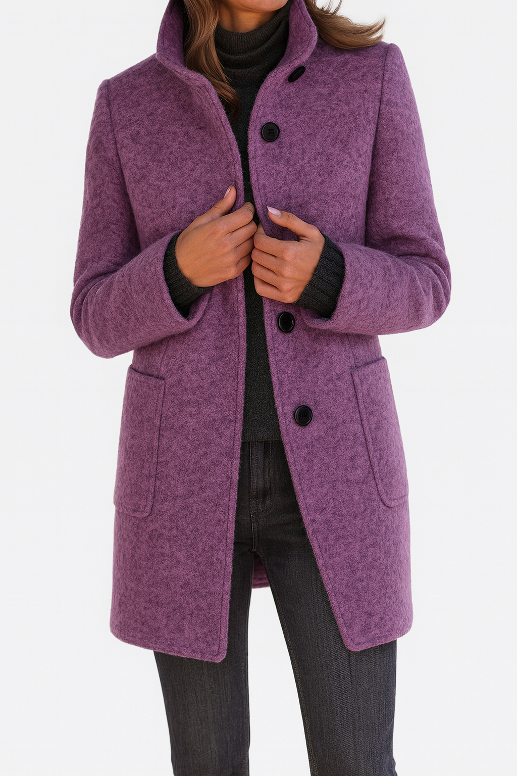 Virginie | Manteau Chic Col Montant Chaud
