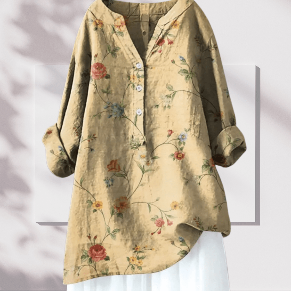 Laetitia - Tunique Lin Élégante Imprimé Floral Femme