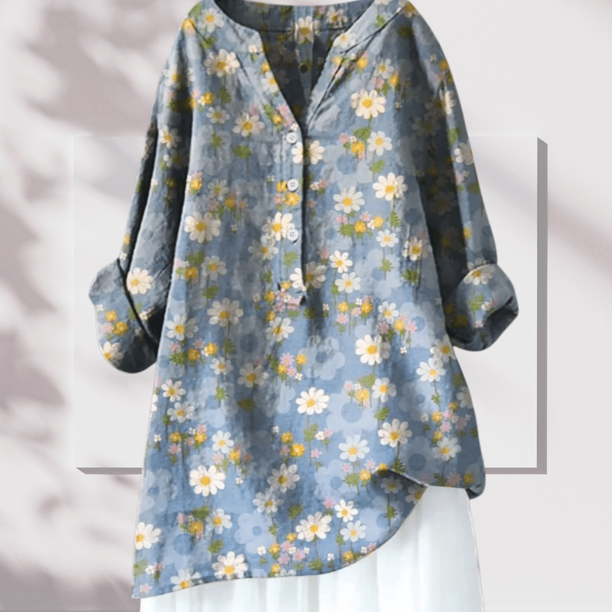 Laetitia - Tunique Lin Élégante Imprimé Floral Femme