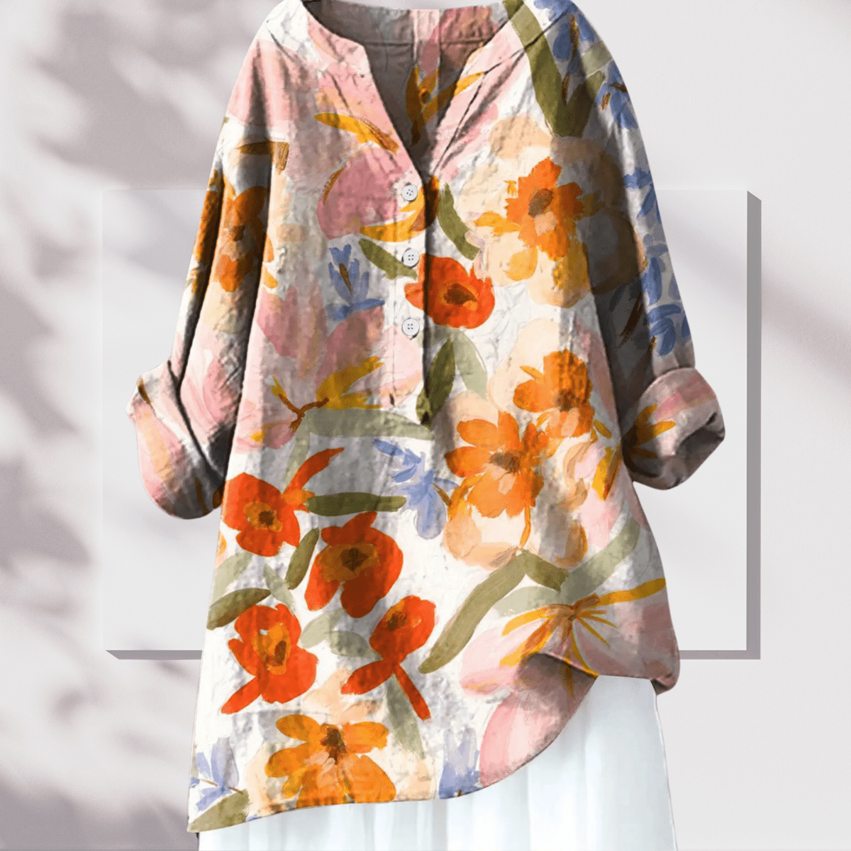 Laetitia - Tunique Lin Élégante Imprimé Floral Femme
