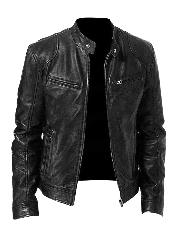 Thomas - Veste Élégante Cuir Col Officier