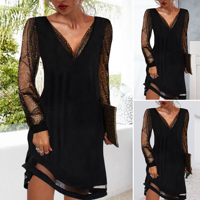 Élodie - Robe De Soirée Élégante Manches Paillettes Femme