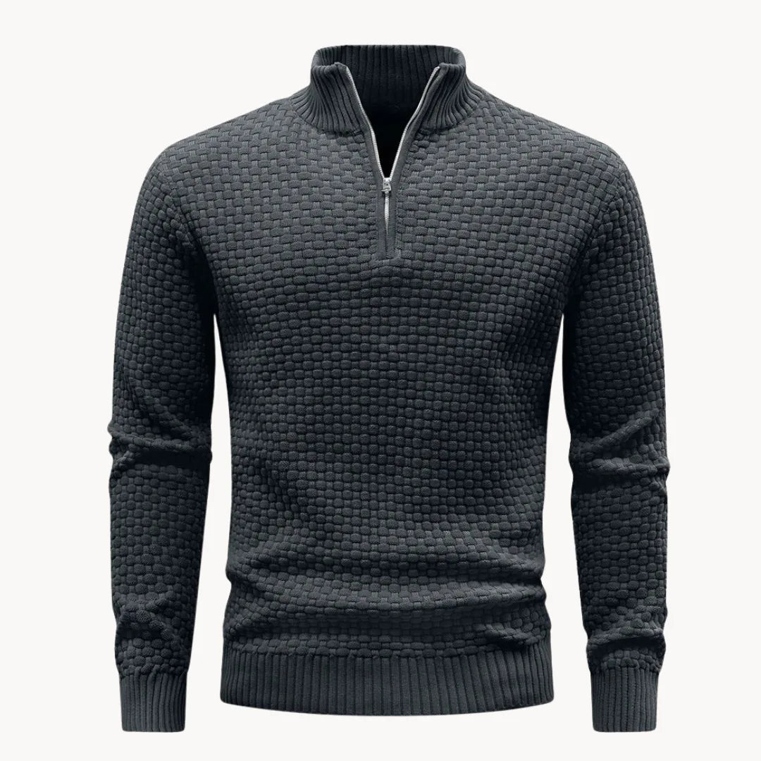Sébastien - Pull Élégant Col Montant Texturé
